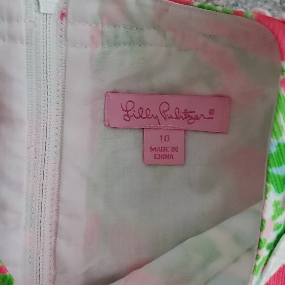 Lilly Pulitzer Girls Pink Green Floral Shift Dress Sz10